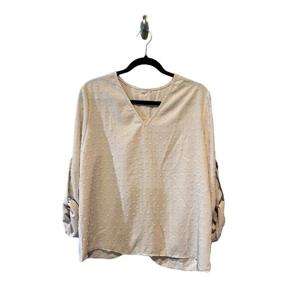 Unbranded Button Back Chiffon Clip Dot Blouse Off White L - Picture 10 of 10